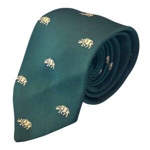 Vintage Zoological Society of San Diego Rhino Tie Zoo Animal Holiday Silk Blend
